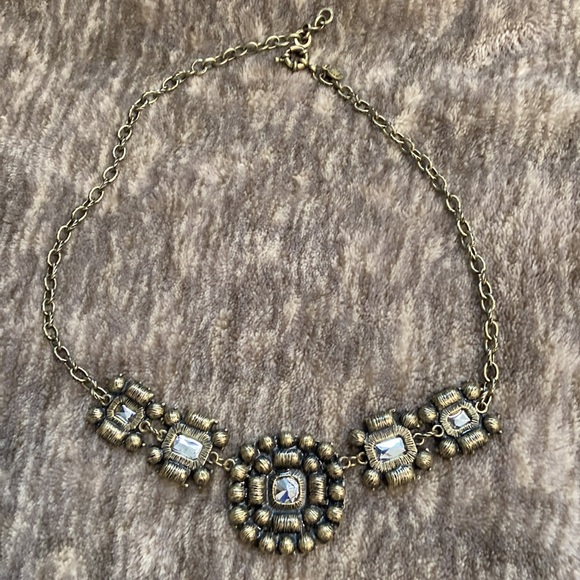 HP 🎉 ❤️ NWOT J Crew Statement Necklace. Clear stones or glass bronze gold - Picture 13 of 15